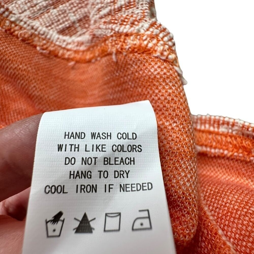 Melloday Knit Top M Orange White Puff Sleeve Tweed Cottagecore Boat Neck Classic - Picture 12 of 14